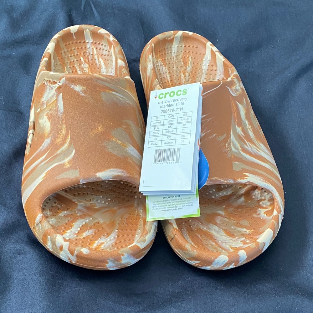 CROCS Marbled Orange and Cream Slides